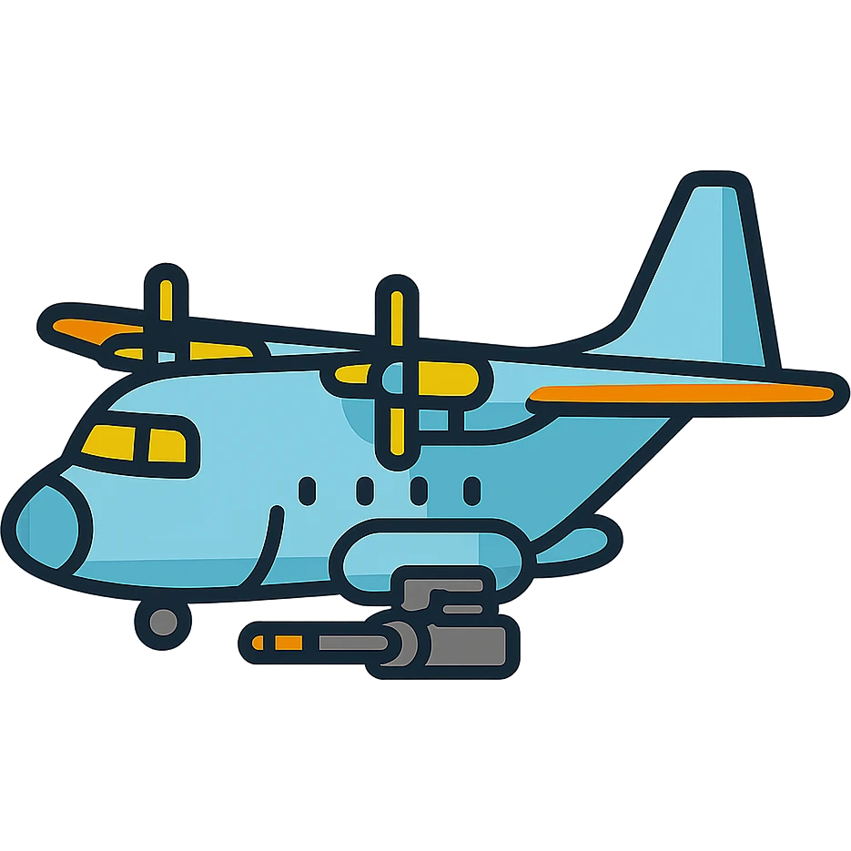 AC-130 gunship aircraft with visible weapons emoji