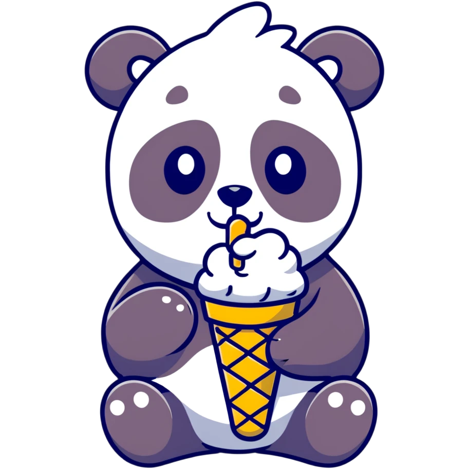 Panda eating ice cream emoji