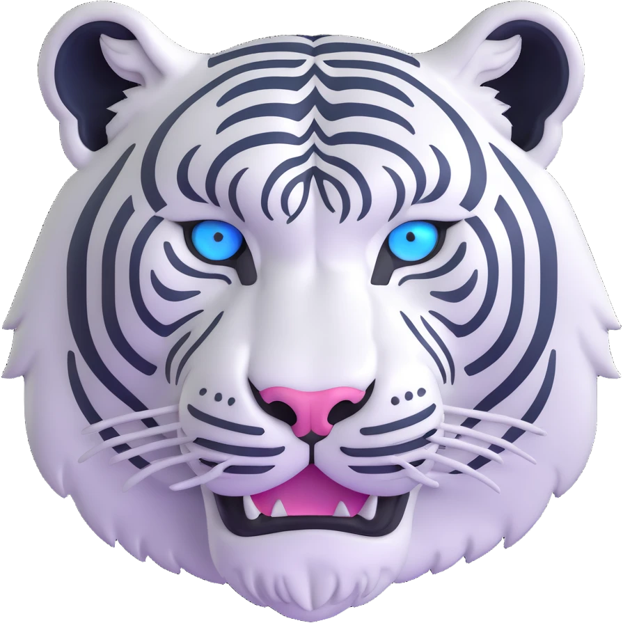 White siberian tiger with blue eyes emoji