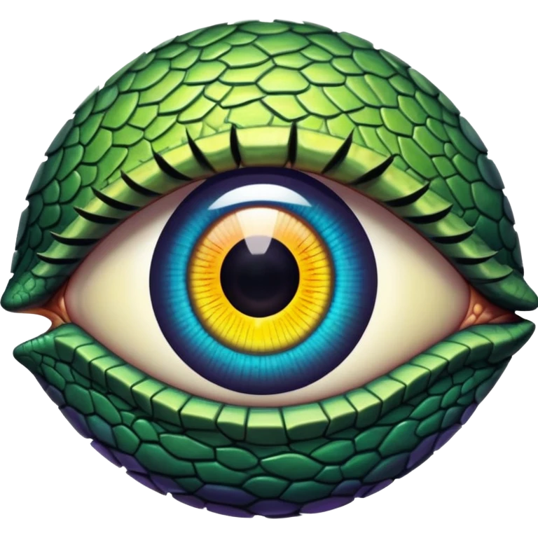 Realistic Reptile eye with sharp slotted pupil iris in a circle  emoji