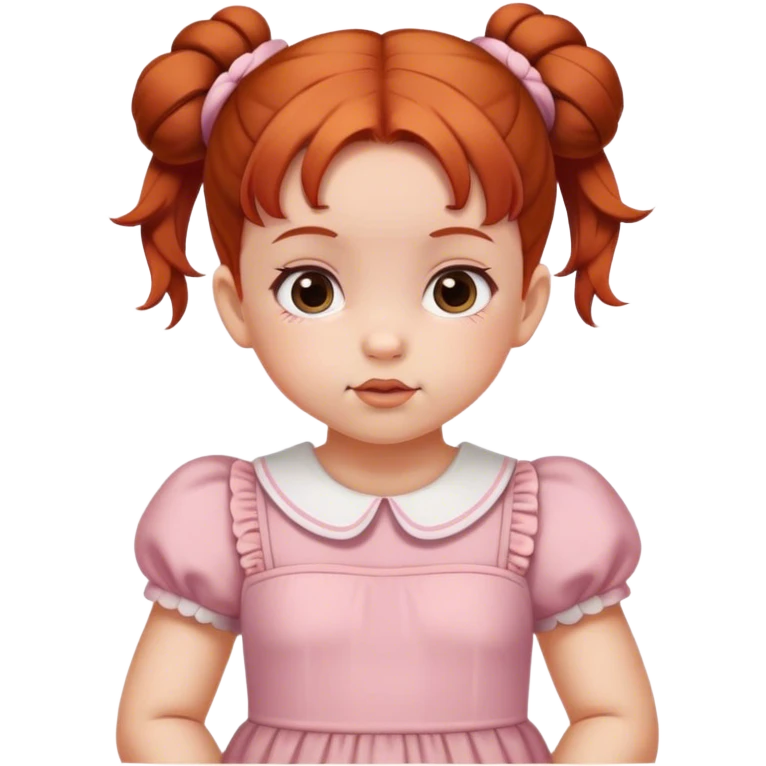 school baby girl   with reddish blunt hair with 2 buns dress emoji