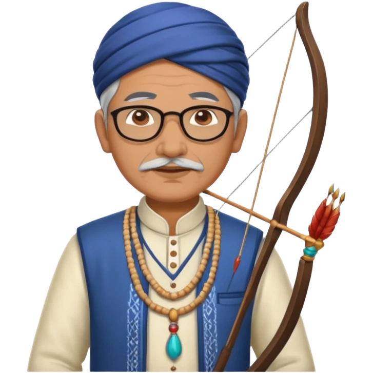 old indian male teacher in traditional attire archer emoji