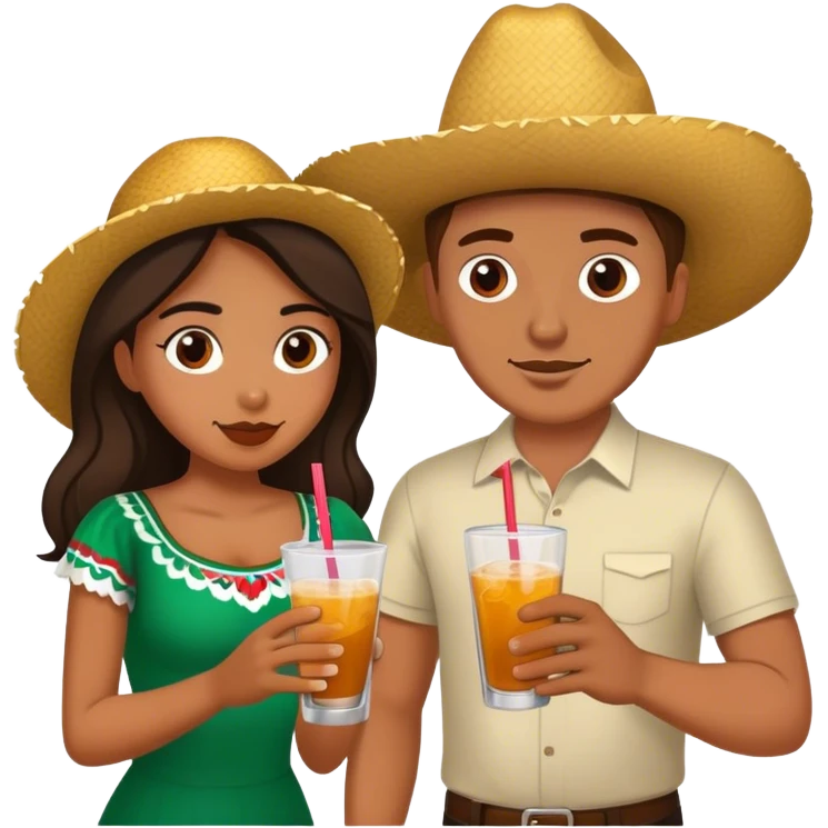 White guy and Mexican girl getting drinks emoji