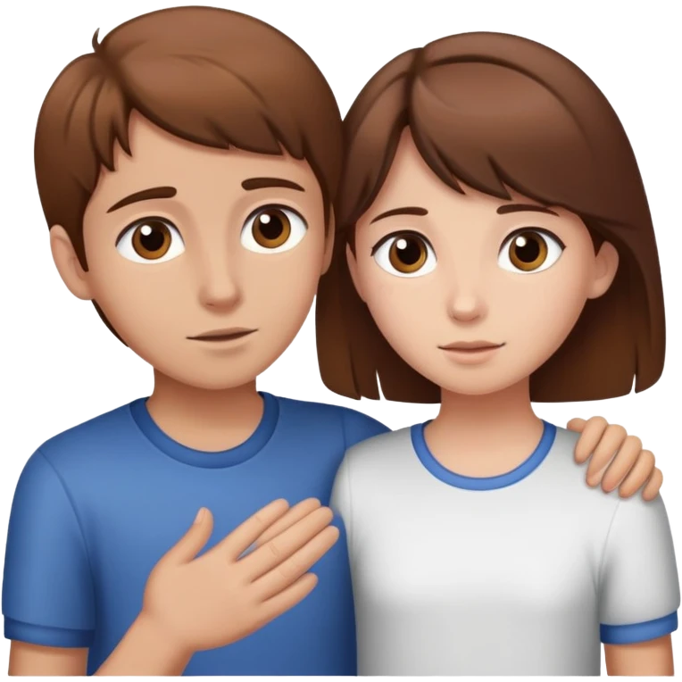 Girl with brown hair saying goodbye to her brother with brown hair emoji