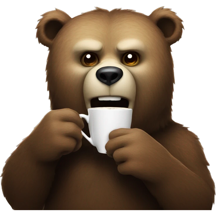 The evil bear is drinking coffee emoji