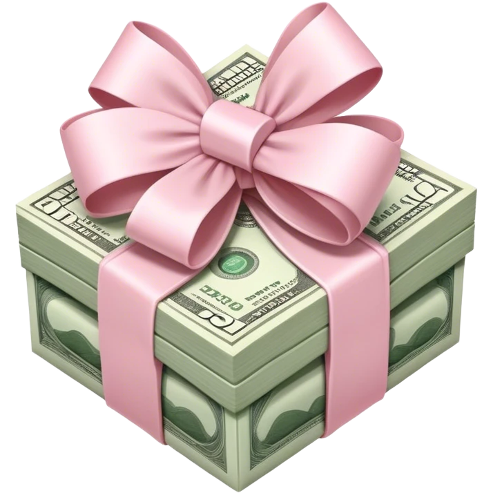 stack of money wrapped ina light pink bow emoji