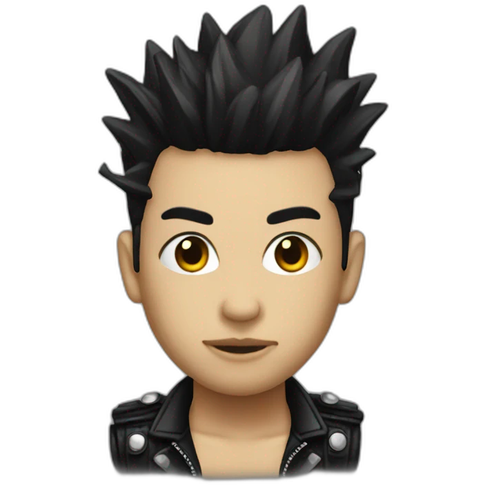 Punk with black short hair emoji