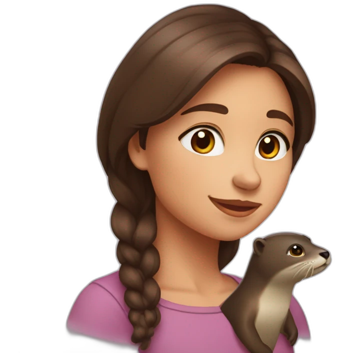 Une fille brune avec une loutre emoji