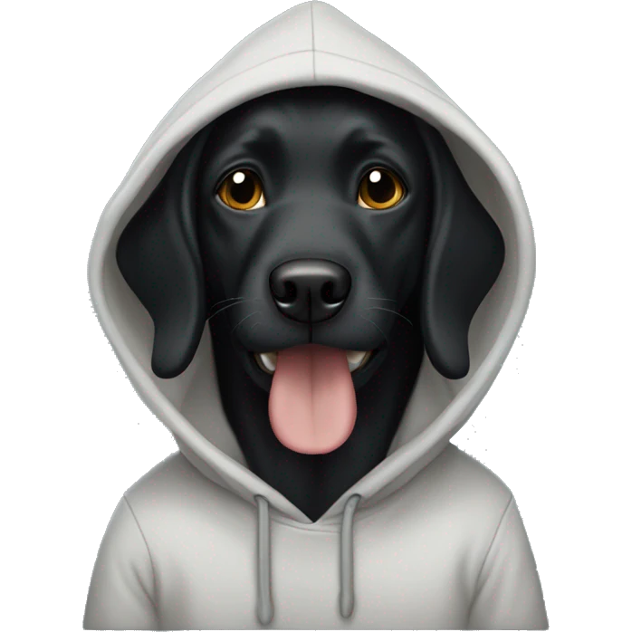 Black dog with a hoddie emoji