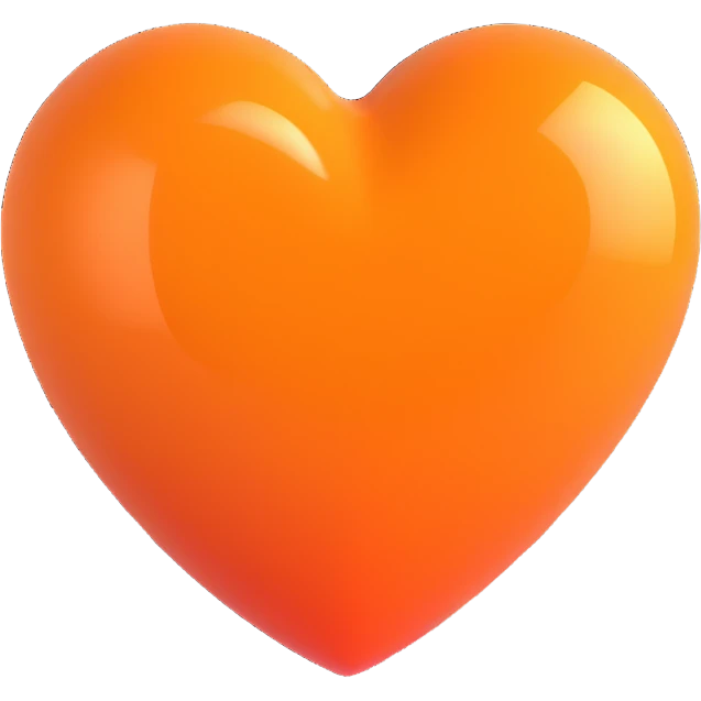 orange heart, shiny and rounded emoji