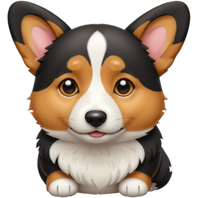 black tricolor corgi with no tail full of tears emoji