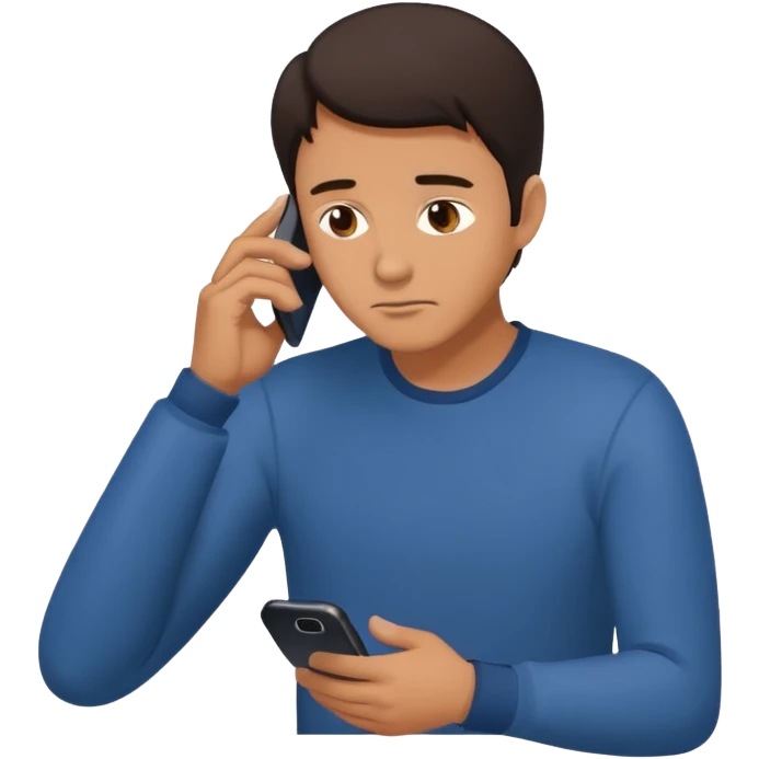 a man hunched over his cell phone, flat color icon style emoji