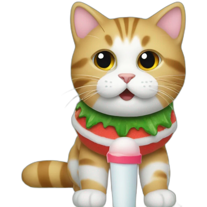 cat eating christmas tree like a popsicle emoji