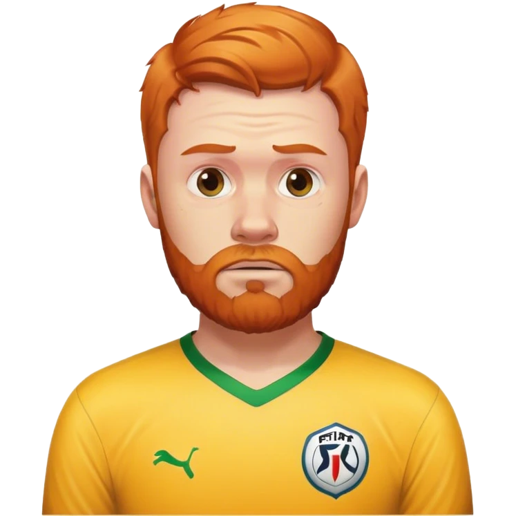 a ginger with beard playing fifa and is sad emoji