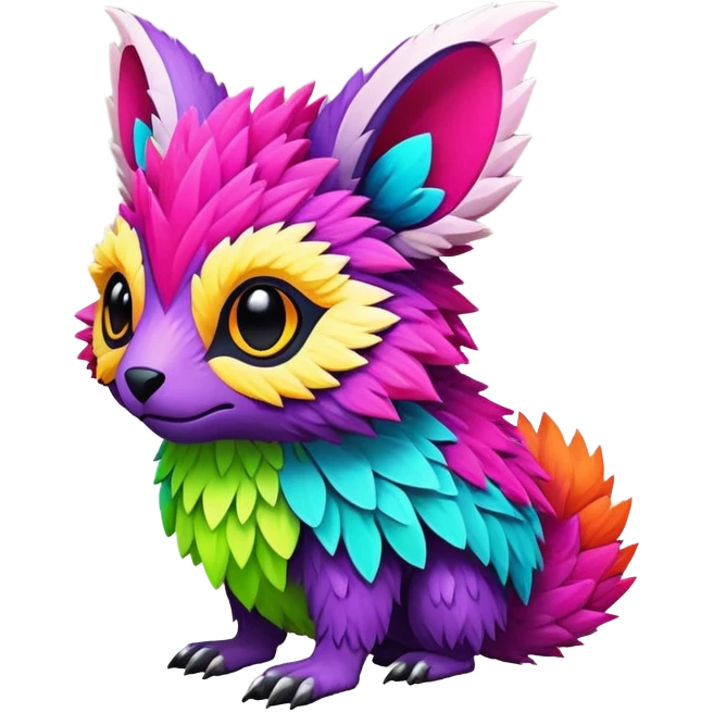 lush warm-colored modern colorful neon-colored Fakémon-Trico-creature emoji