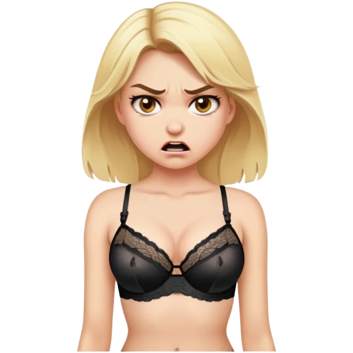 blonde girl in lingerie is angry emoji