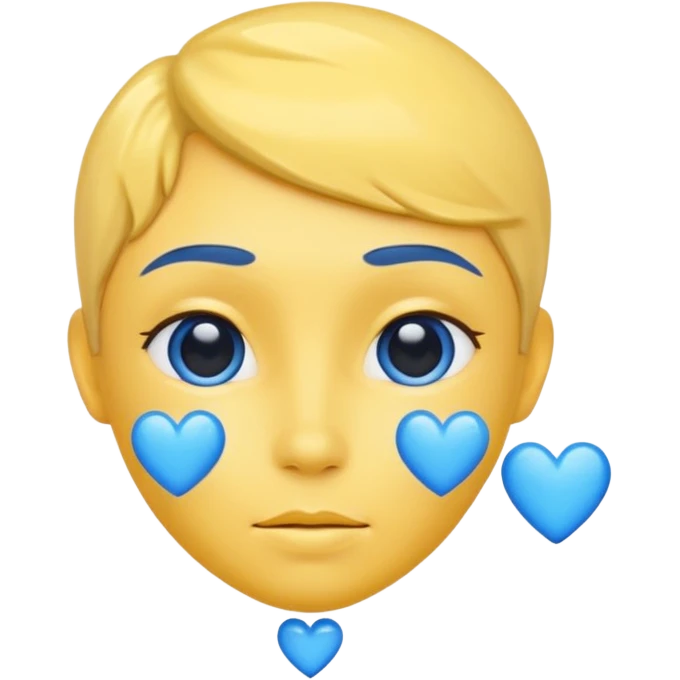 Head yelow of love with blue hearts emoji