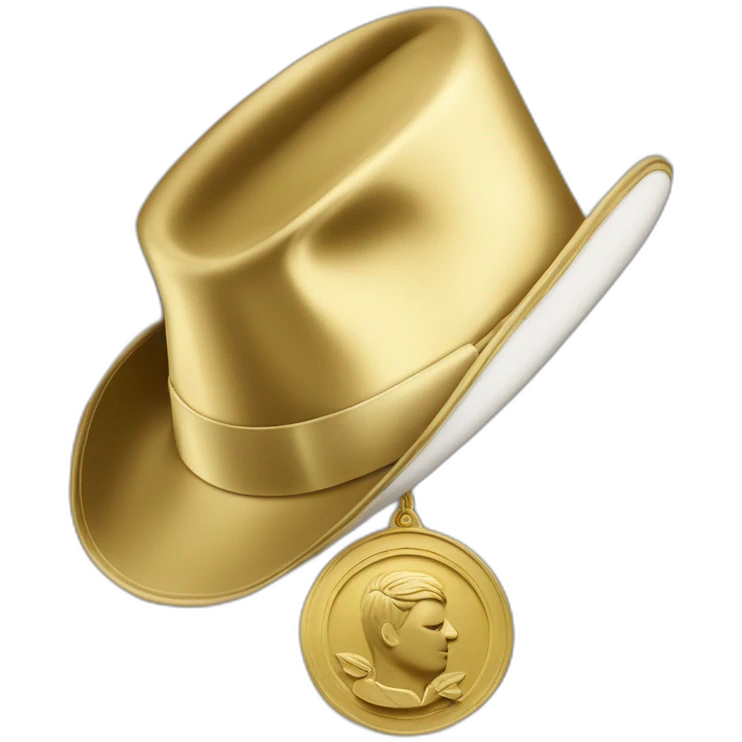 gold award with a hand holding Magritte's hat emoji
