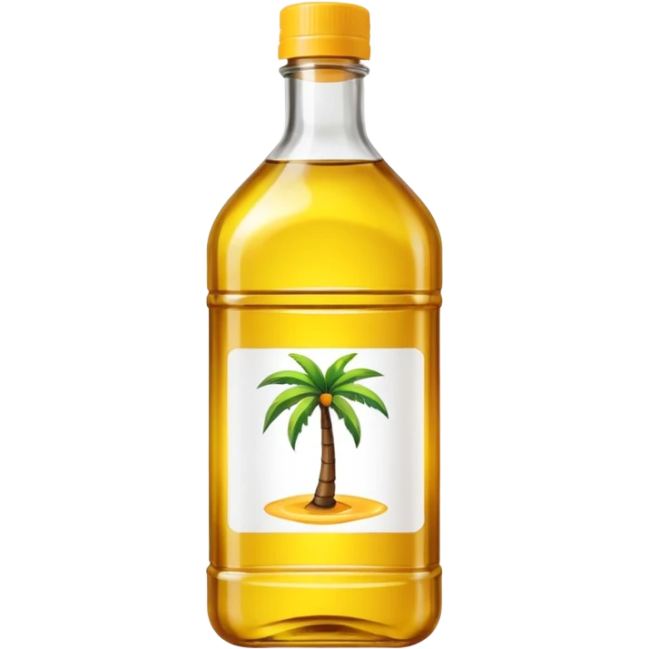 yellow palm cooking oil bottle with a label emoji