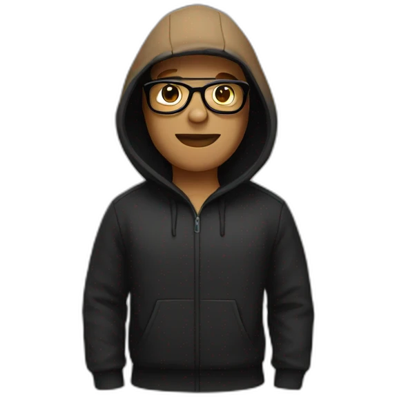 tan dude with black hood and glasses emoji