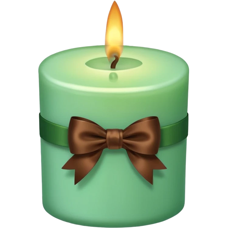 mint candle, with brown bow emoji
