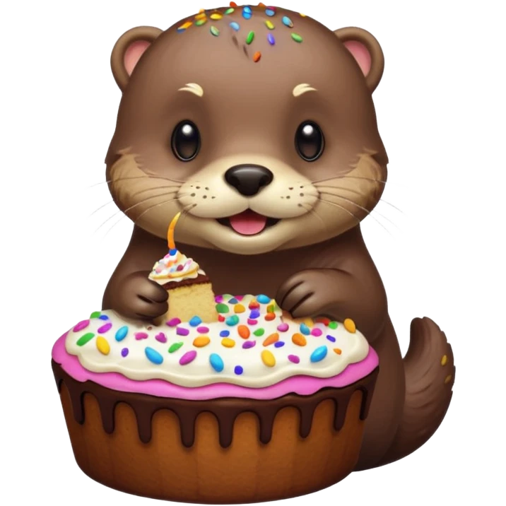 otter eating cake emoji