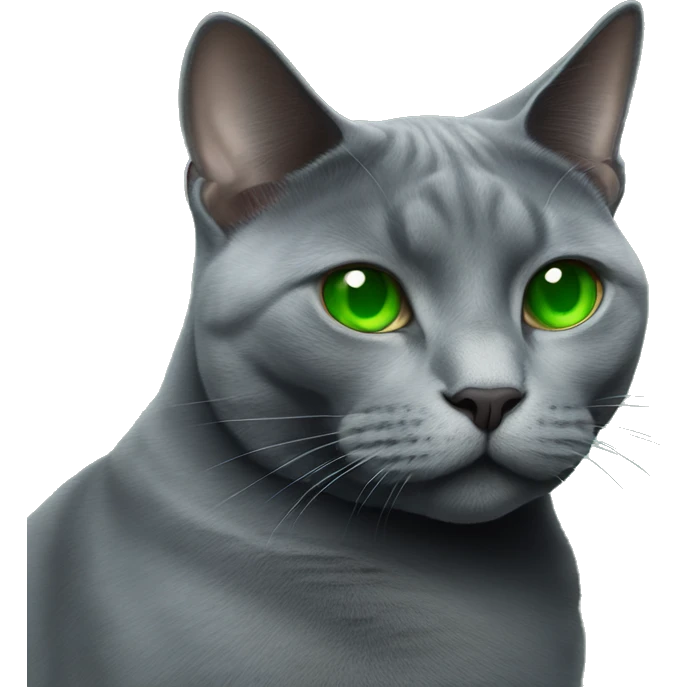 fat Russian blue cat green eyes smoking cigarette emoji