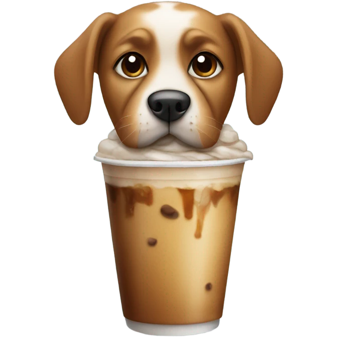 Dog with an iced coffee  emoji