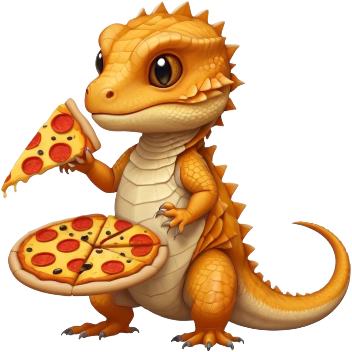 light bearded dragon holding a piece of pizza emoji