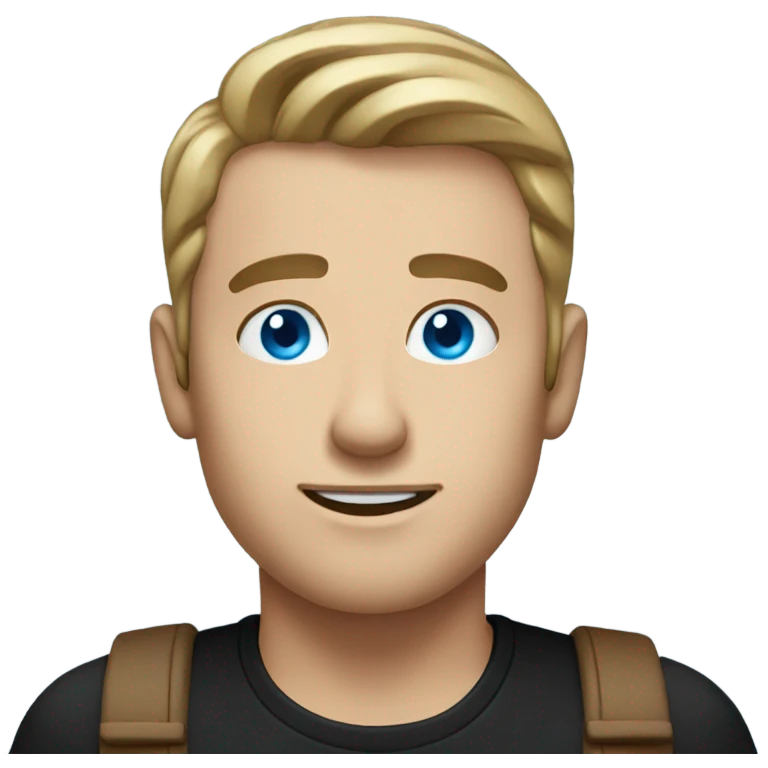 man taking selfie in black shirt blue eyes emoji