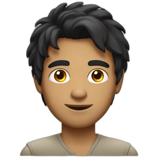 light skin indian guy with messy straight black hair emoji