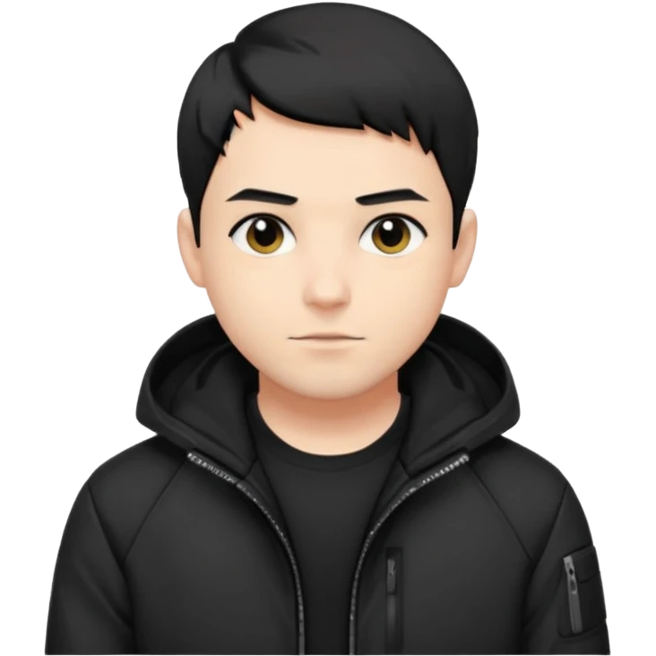 Adult man, wearing black techwear-style jacket, modern vibe
 emoji