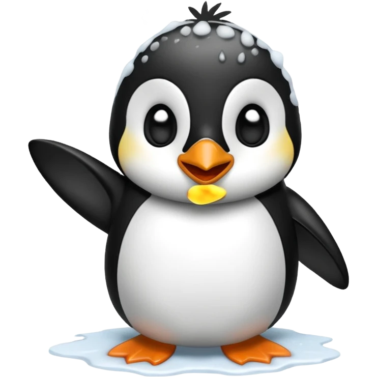 Penguin being hit in the snow emoji
