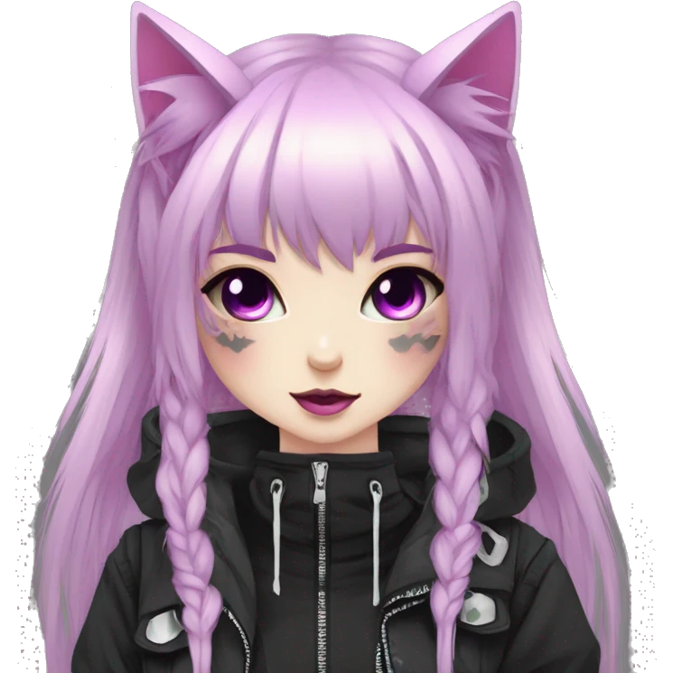 Edgy Kawaii Cute Cool Cartoon Anime Punk Techwear Gothic Catgirl emoji