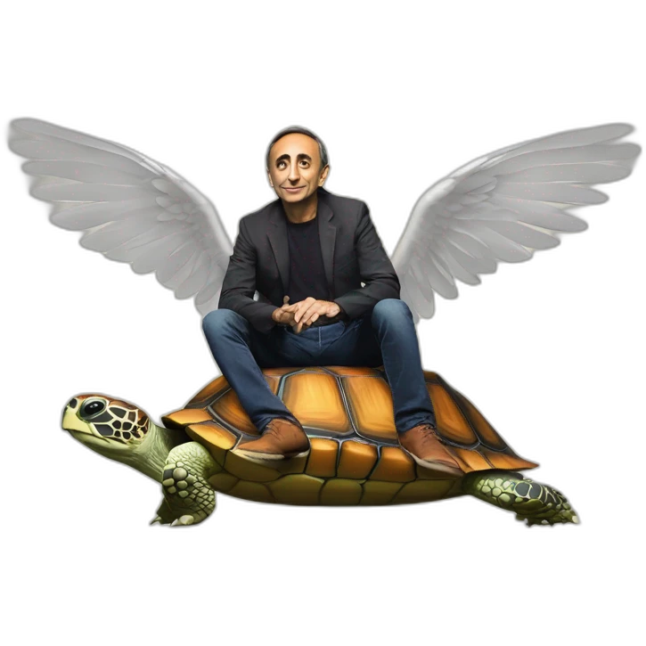 Eric Zemmour sur une tortue avec 3 ailes emoji