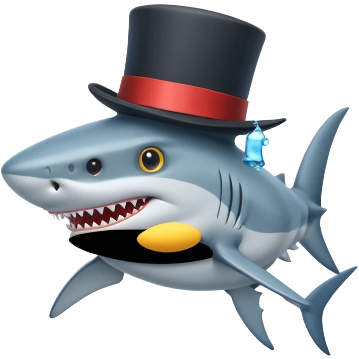 Shark with a top hat emoji