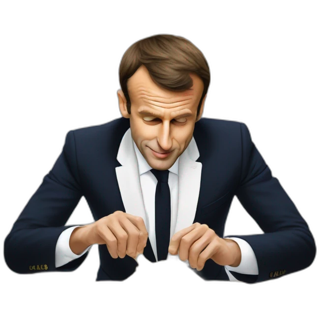Emmanuel Macron sniffing flour emoji