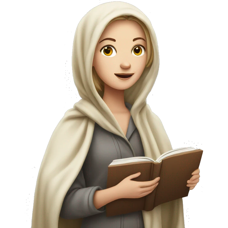 White girl with blanket and book emoji