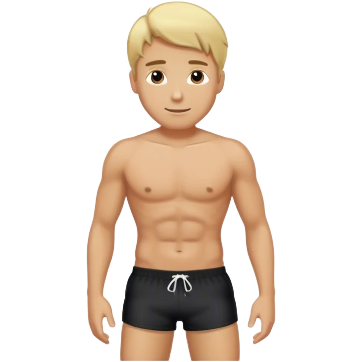 hot blond Man in black  swimming shorts  emoji