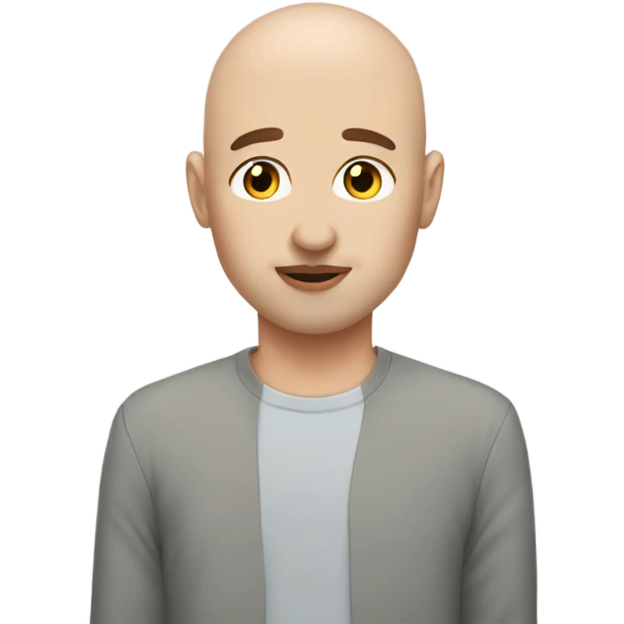 White girl dark hair kissing bald man emoji