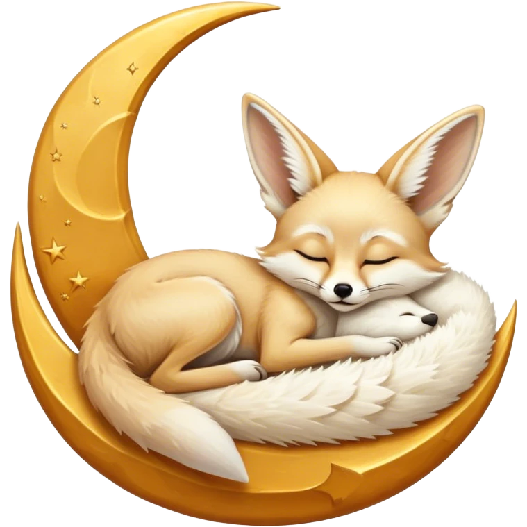 fennec sleeping on a moon sickle  emoji