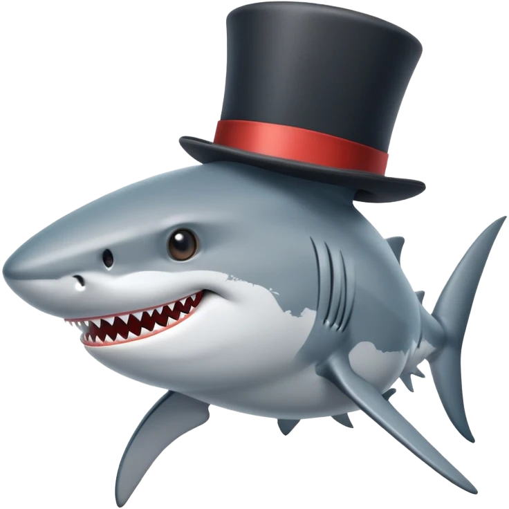 Shark with a top hat emoji