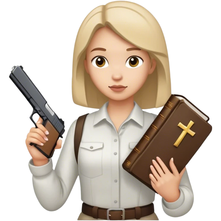 Girl with a bible and Glock in hand emoji