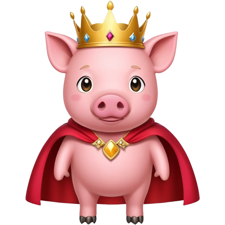 Pink pig with a golden crown and royal red cape, Technoblade character emoji