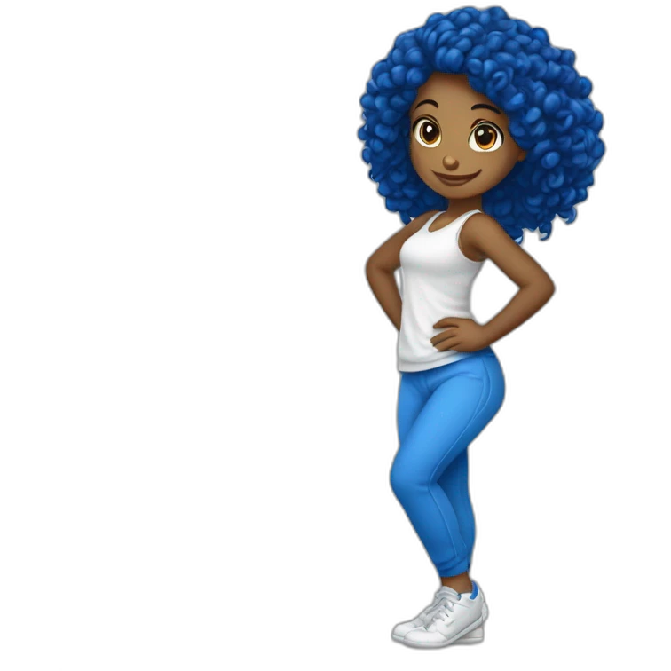 Fille noir cheveux bouclés capoeiriste corde bleu emoji