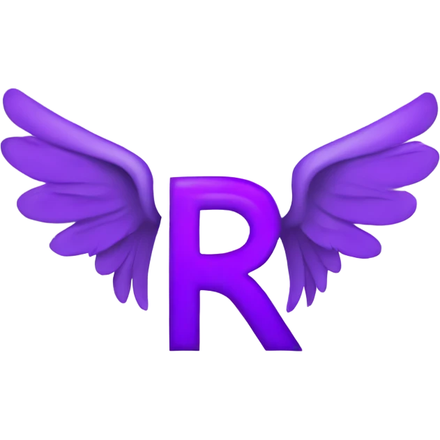 Purple letter R with halo & wings emoji