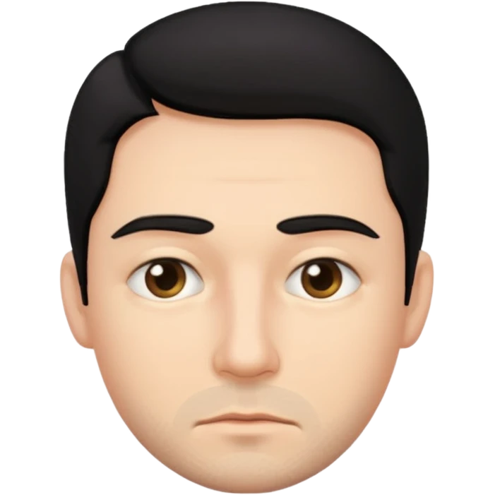 man with tired eyes black hair emoji