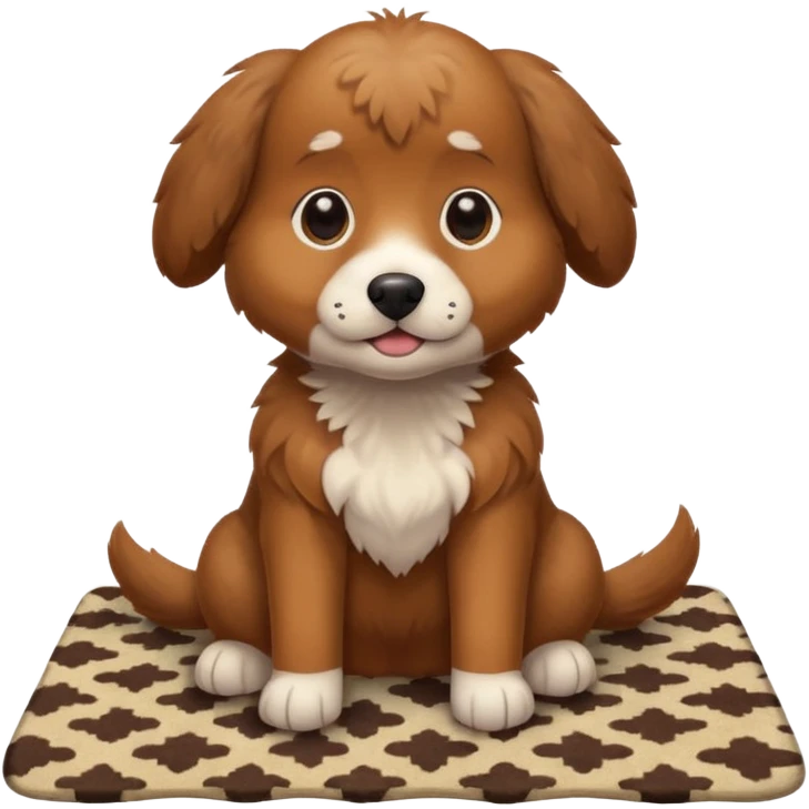 Make a cute brown dog i a carpet emoji