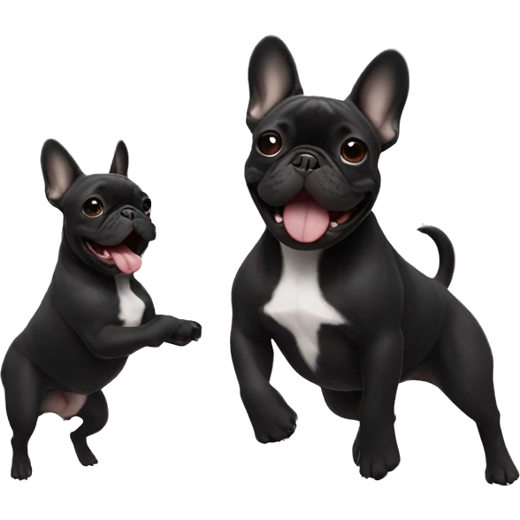 Black French bulldog dancing funny emoji