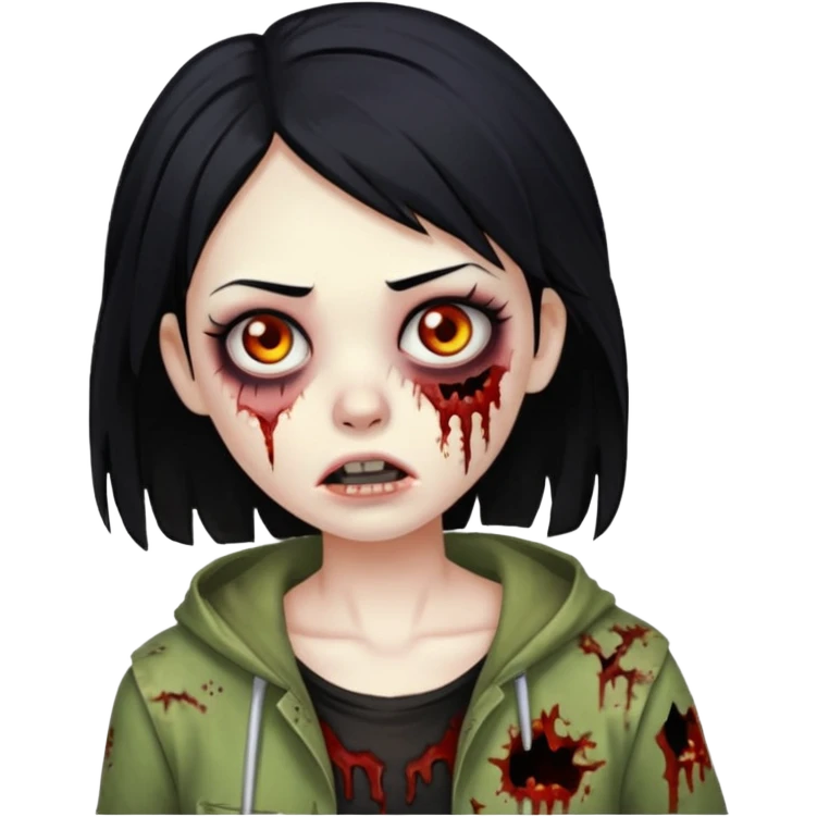 girl zombie with black hair emoji